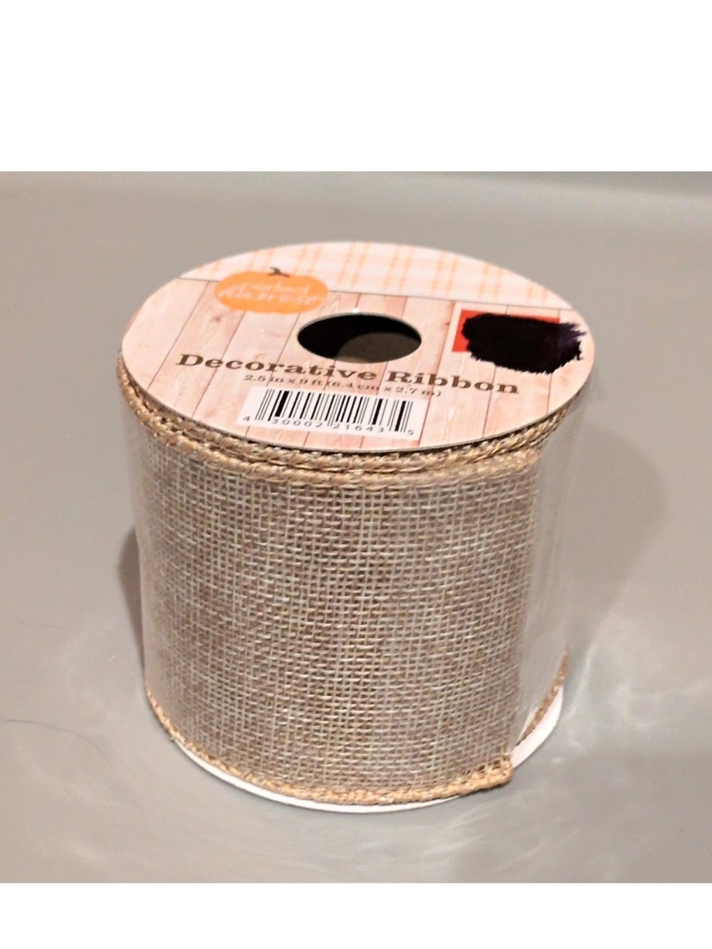 Decorative Burlap Ribbon Roll - Natural - 2 Rolls